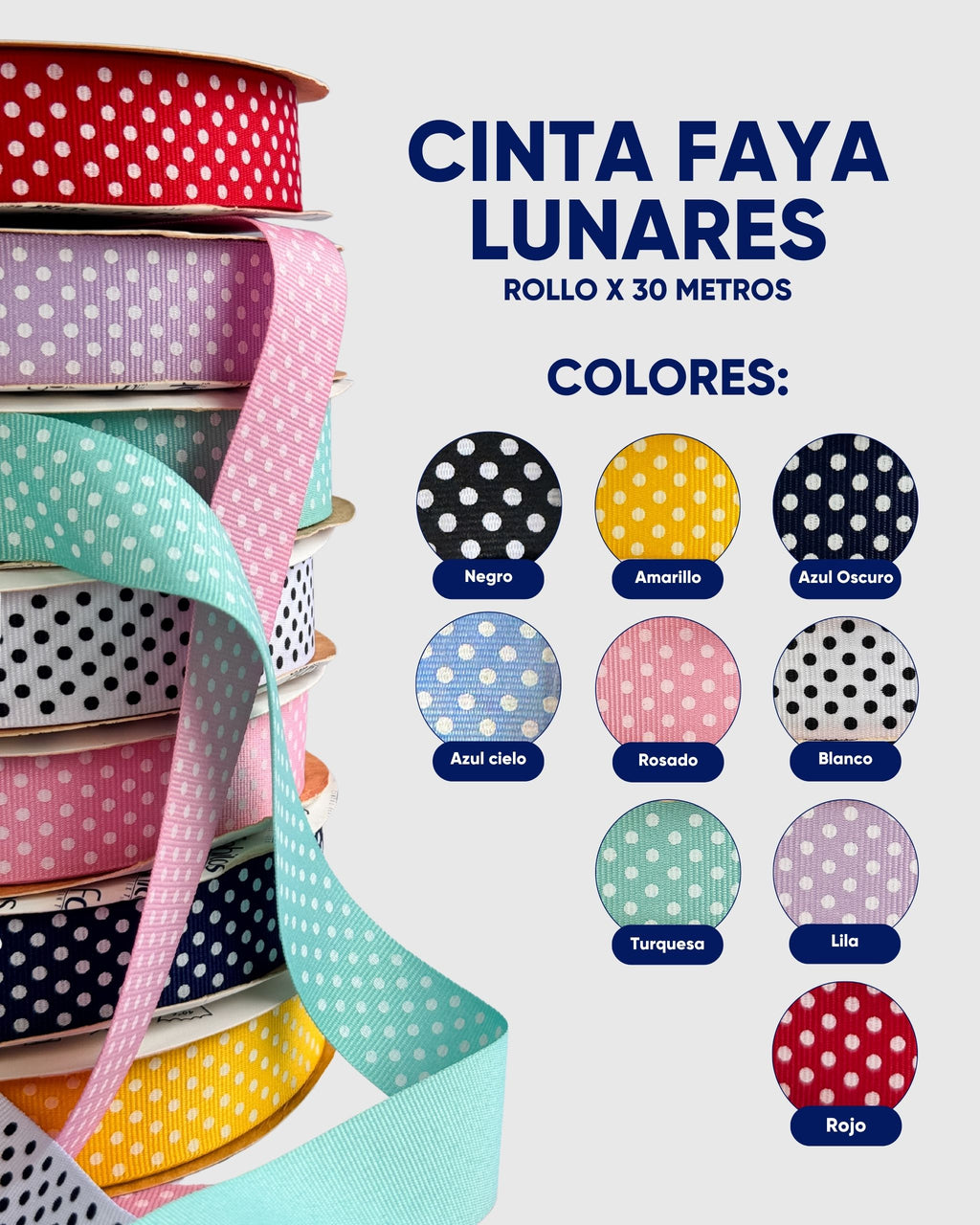 Cinta Faya de Lunares x 30 Metros